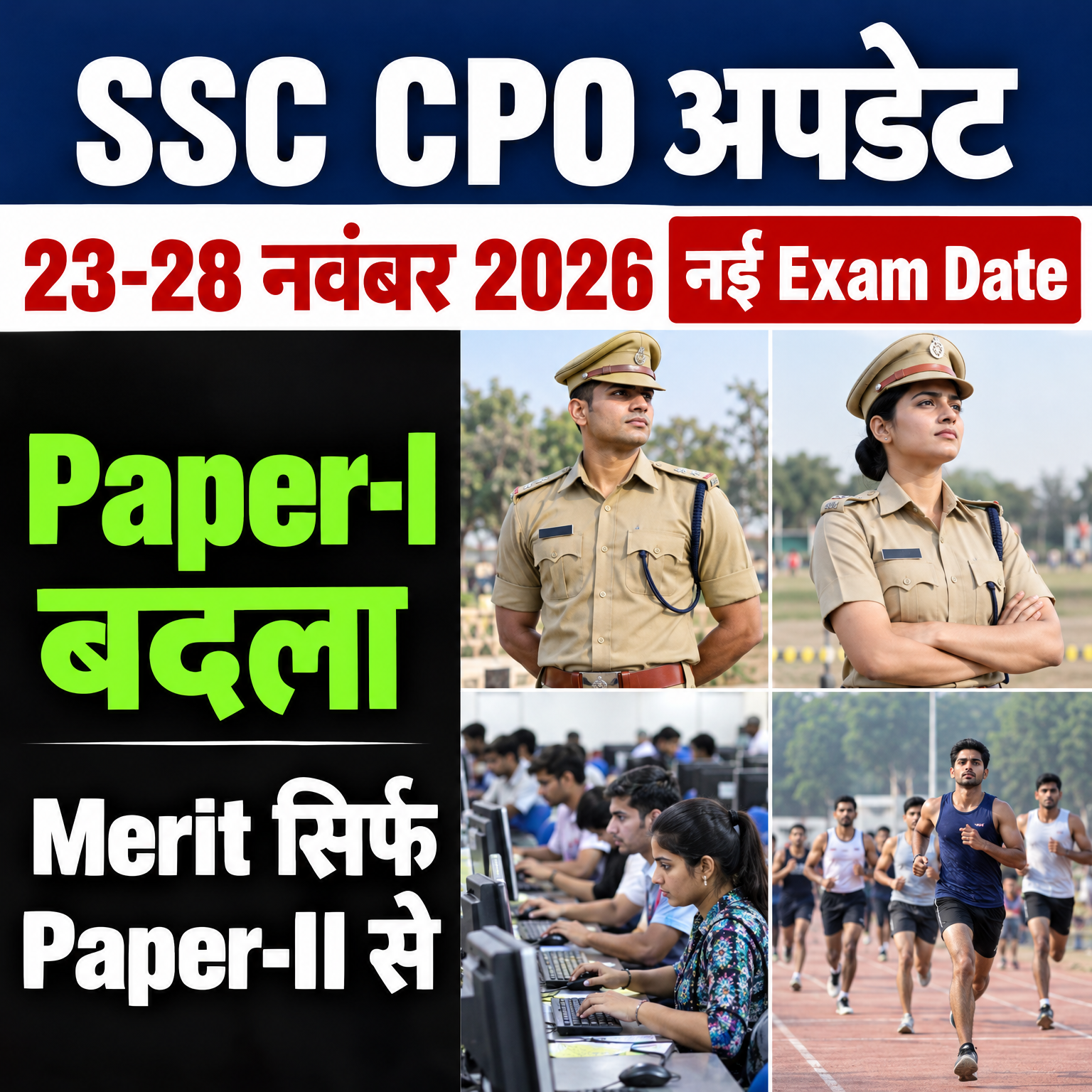 SSC CPO Exam Date 2026: 23-28 नवंबर को Paper-I, नया Exam Pattern और 1871 पद